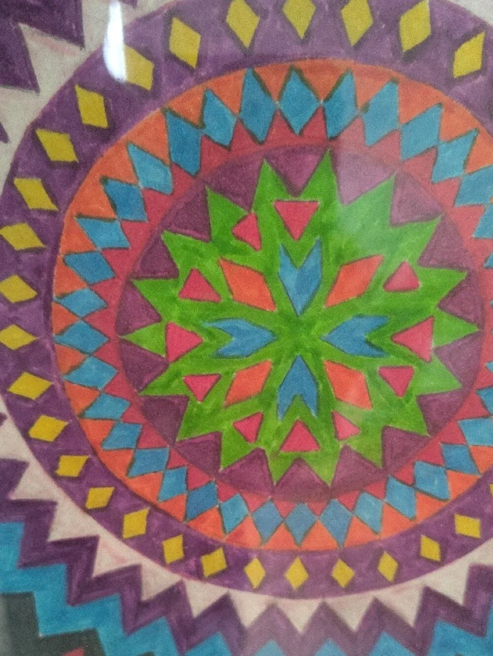 Multicolor Inspirational Cross and Mandala Wall Art - Black